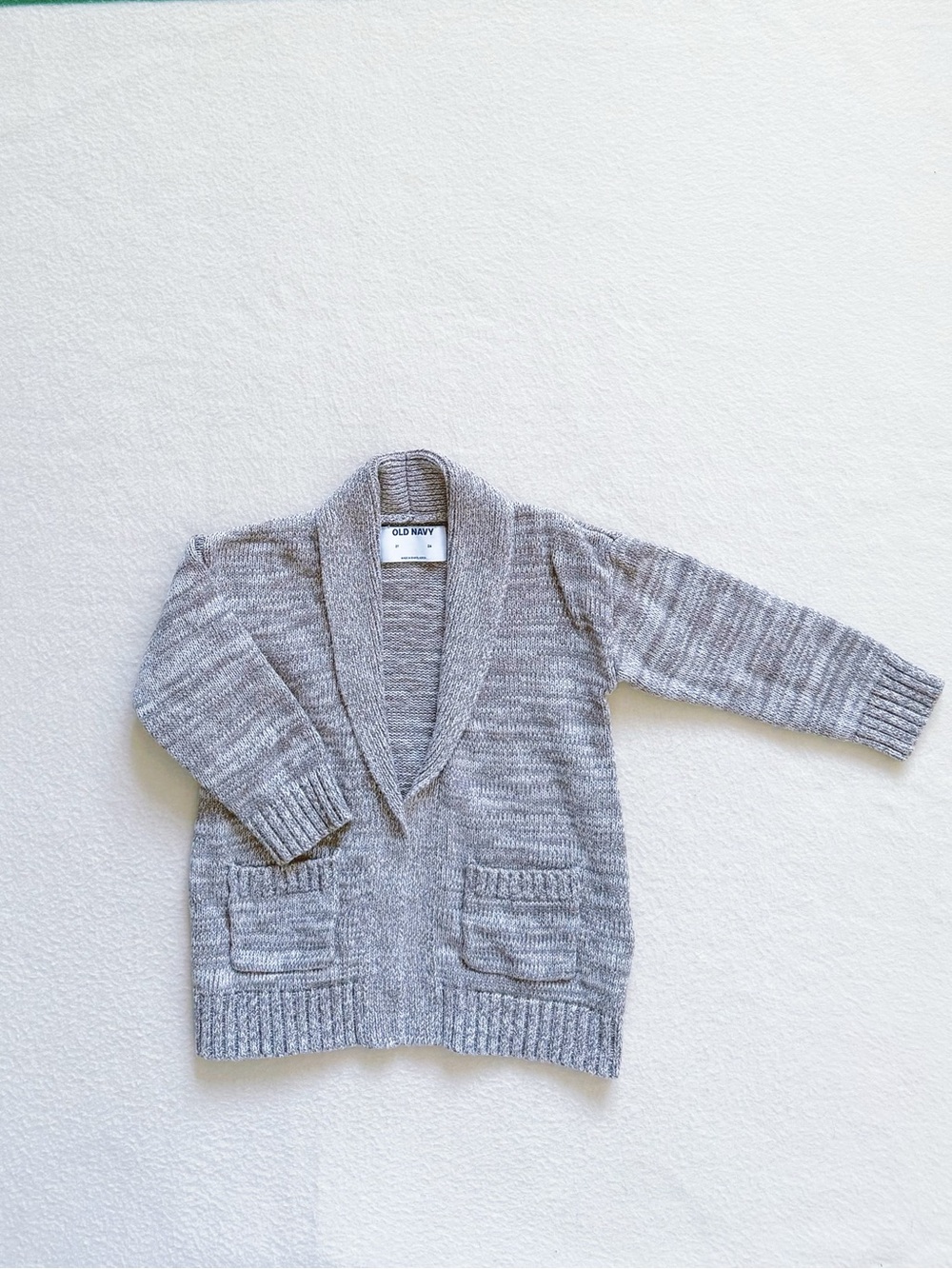 3/$30 Old Navy Toddler Unisex Grey Marl Knit Shawl Collar Cardigan Sweater 2T